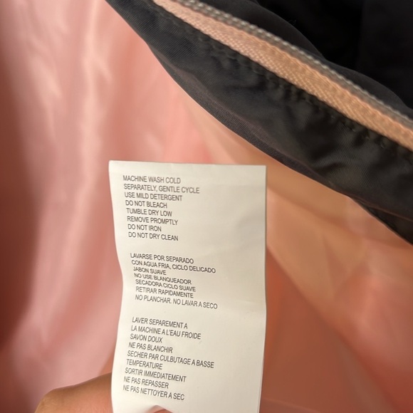 S Rothschild & Co Girls Size L Charcoal Quilt Puffer Coat Fur Trim Pink Lining - Picture 6 of 8